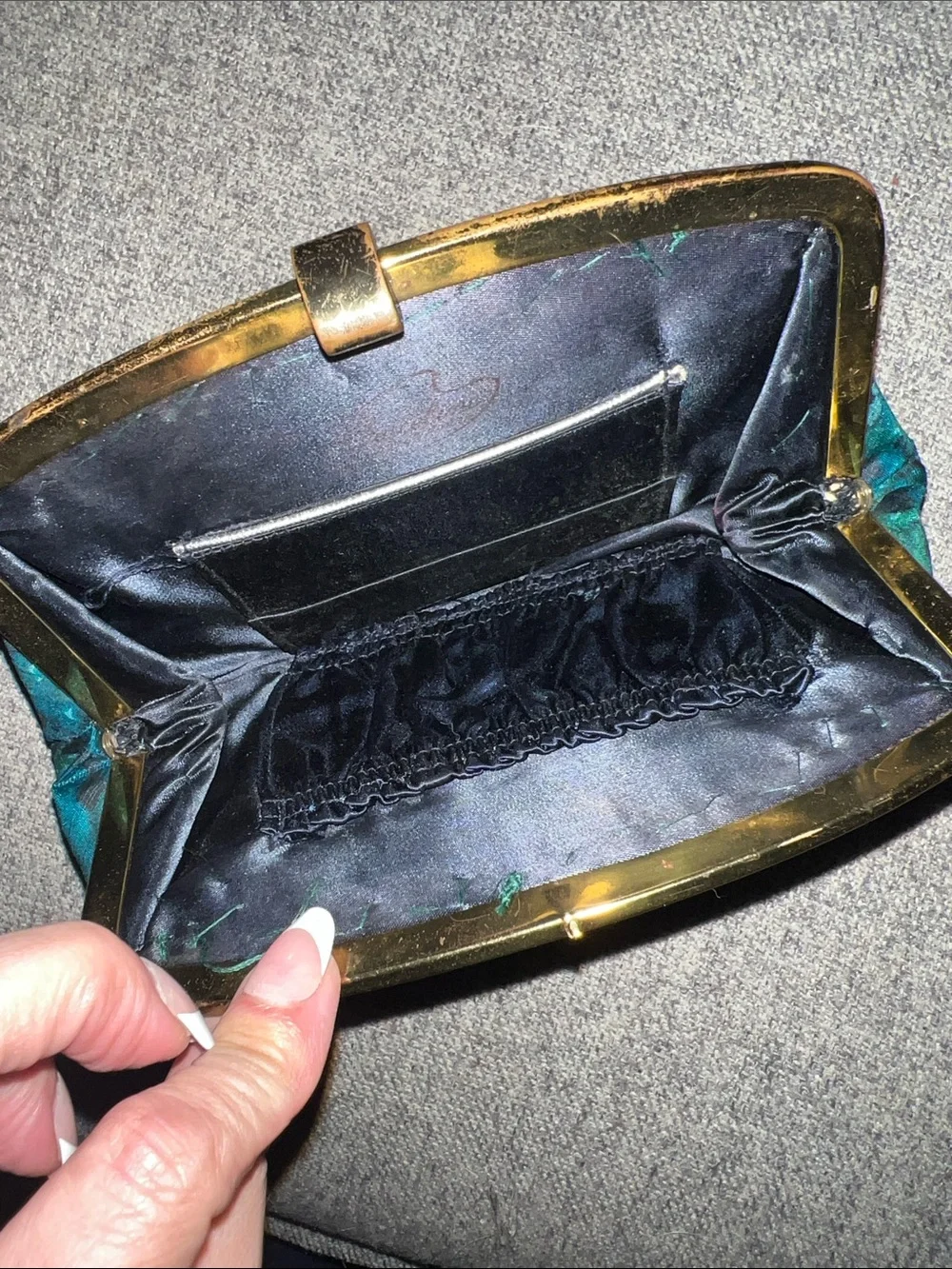 Vintage Grey Leather Barbara Bolan Crossbody Bag and Vintage Clutch